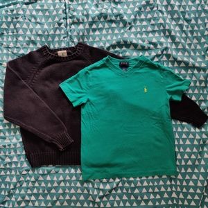 Bundle of Kids Size 7 Sweater & Tee | Lands' End & Polo